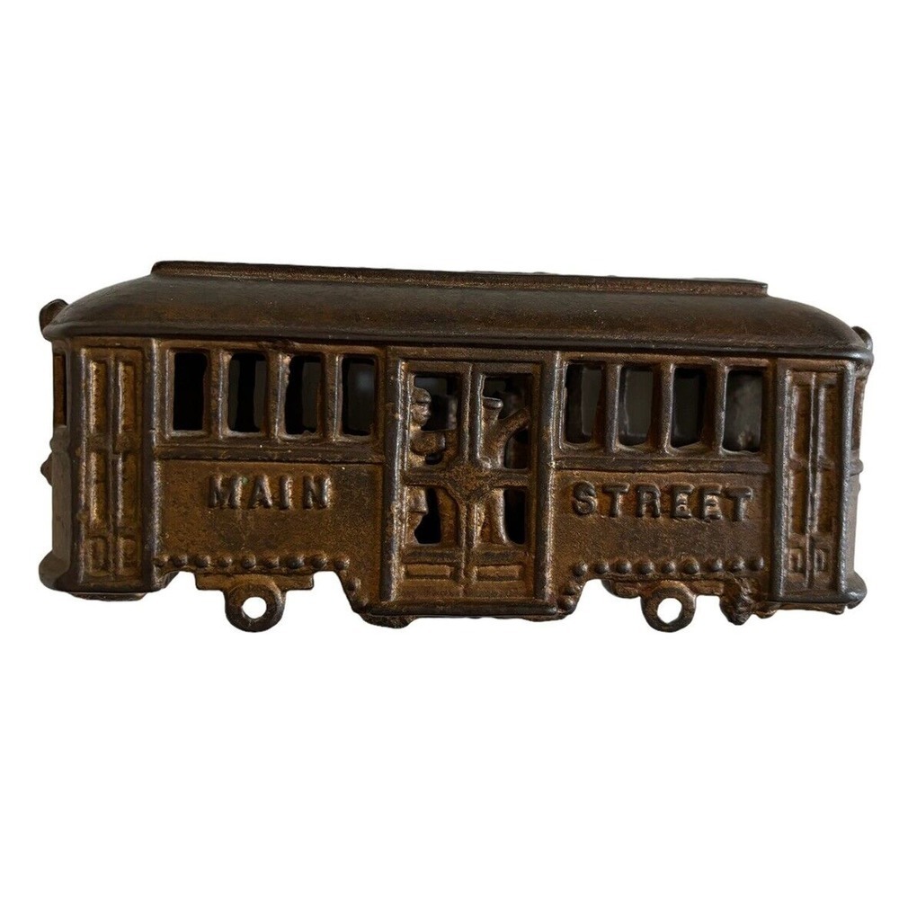 A. C. Williams Main Street trolley car cast iron bank Rare Without Passengers - Picture 6 of 7